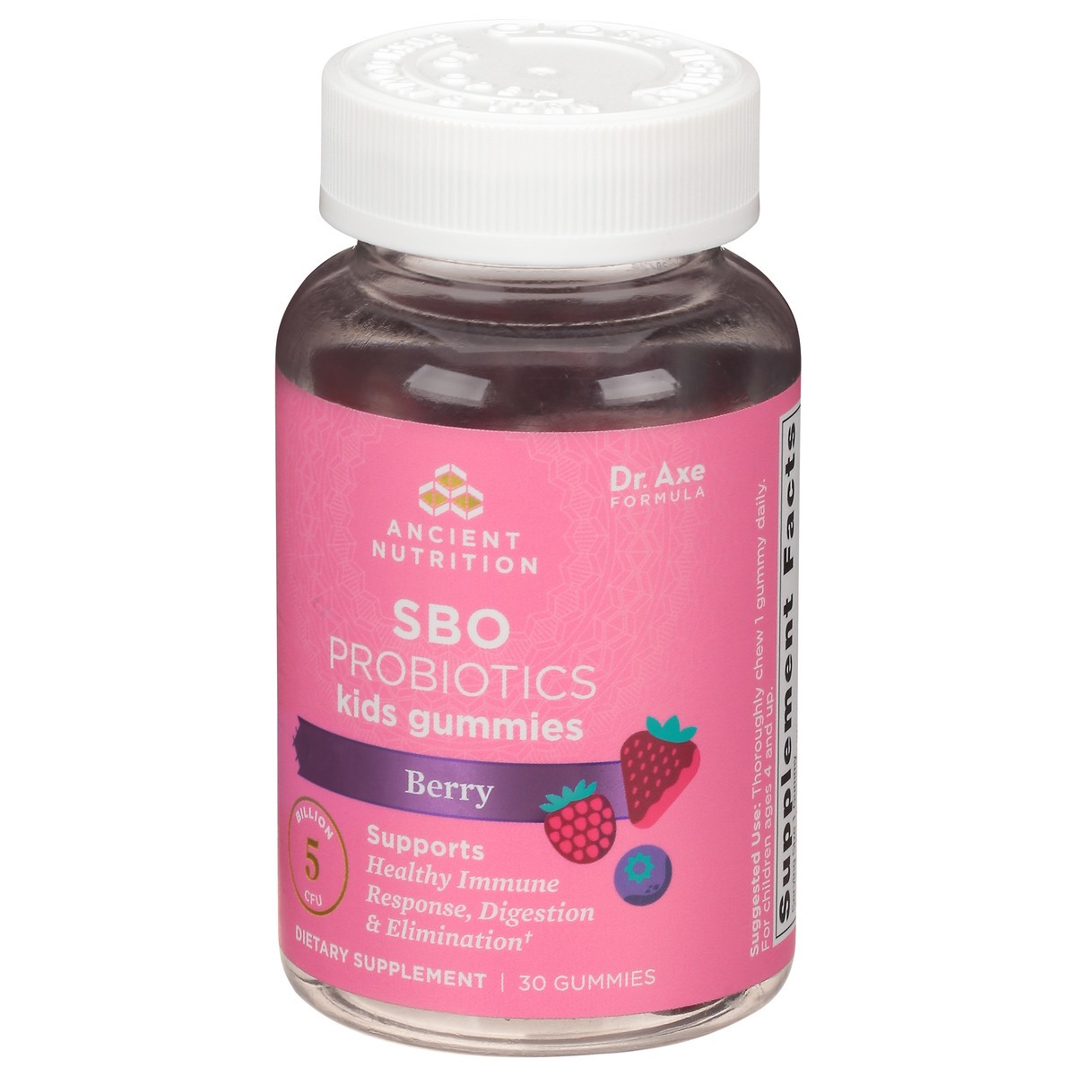 slide 3 of 9, Ancient Nutrition Sbo Probiotic Berry Flavor Kids Gummies, 30 ct