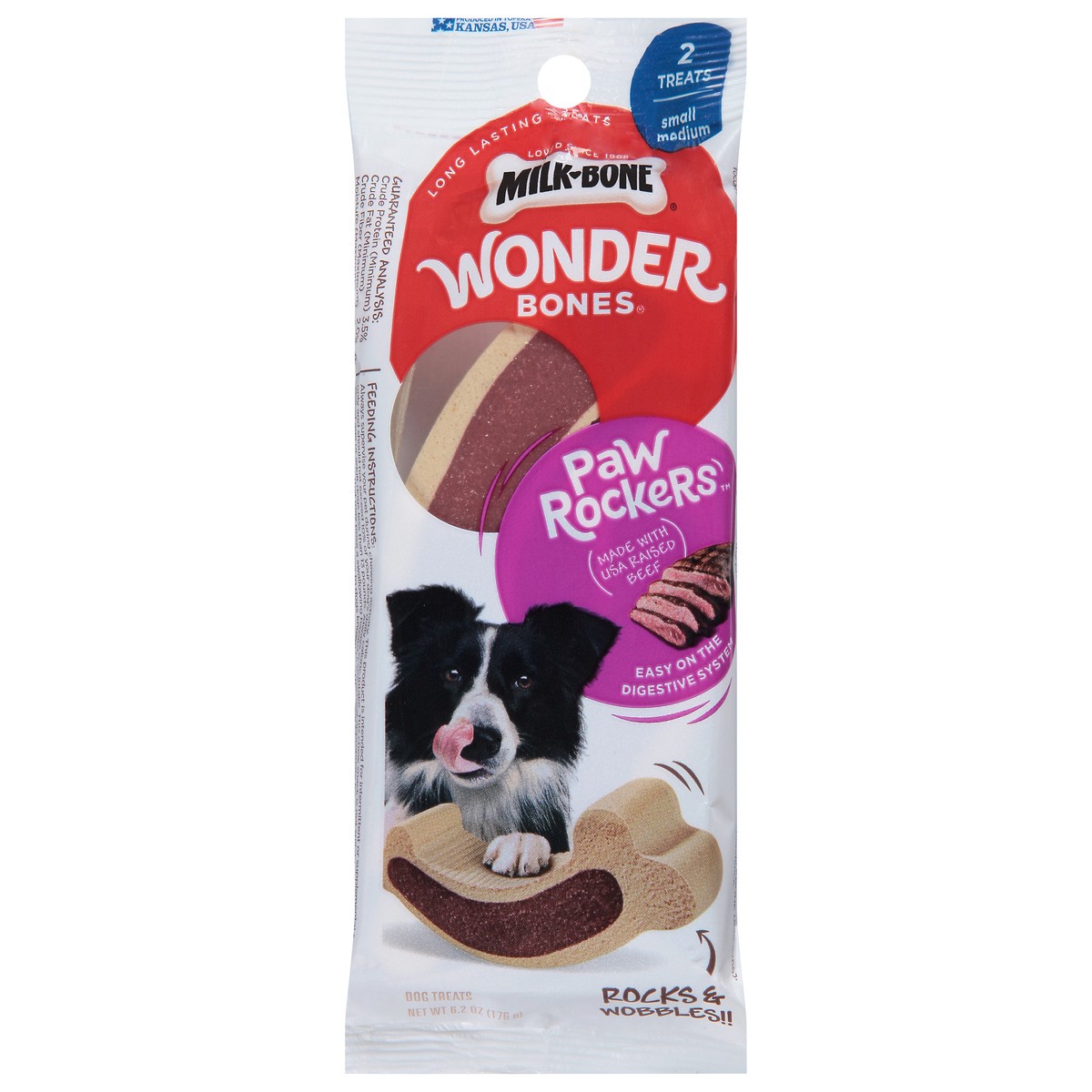 slide 1 of 5, Milk-Bone Milkbone Beef Wonder Bones Dog Treats 2Ct, 6.2 oz