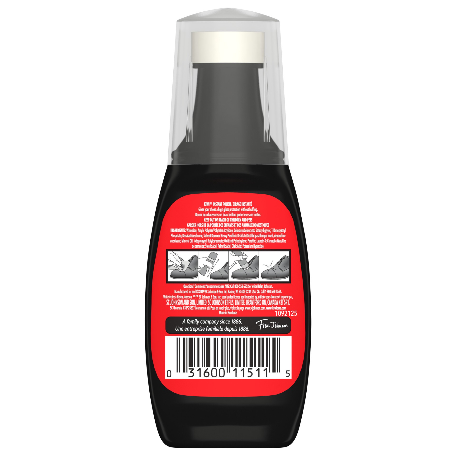 slide 3 of 4, Kiwi Instant Polish, Black, 2.5 oz (1 Bottle with Sponge Applicator), 2.50 fl oz