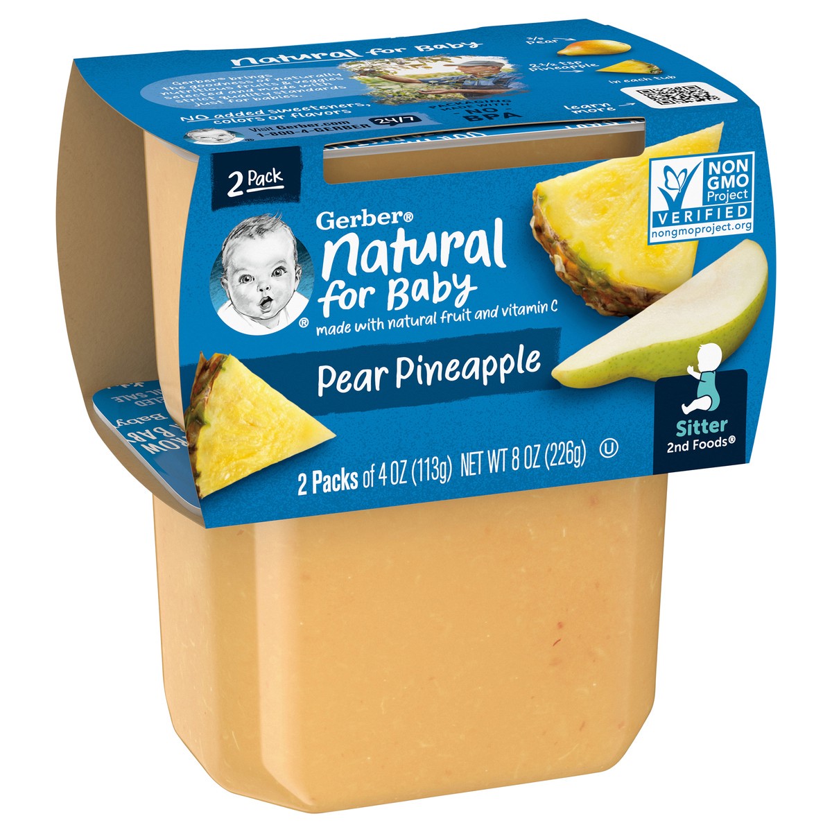 slide 4 of 9, Gerber 2nd Foods Natural for Baby Baby Food, Pear Pineapple, 4 oz Tubs (2 Pack), 2 ct; 4 oz