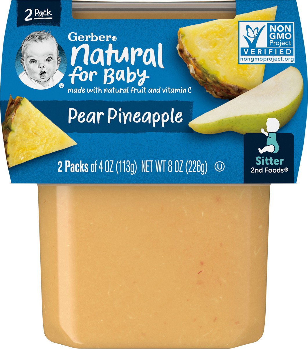 slide 7 of 9, Gerber 2nd Foods Natural for Baby Baby Food, Pear Pineapple, 4 oz Tubs (2 Pack), 2 ct; 4 oz