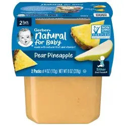 Gerber 2nd Foods Natural for Baby Baby Food, Pear Pineapple, 4 oz Tubs (2 Pack)