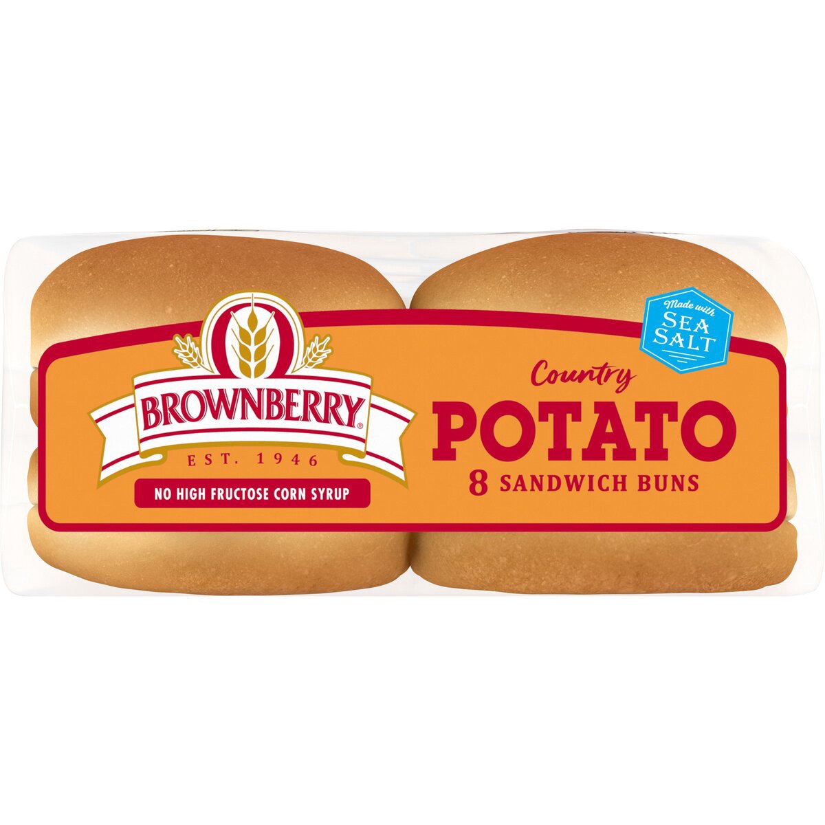 slide 2 of 6, Brownberry Potato Buns, 8 count, Soft Hamburger Buns, 16 oz Bag, 8 ct