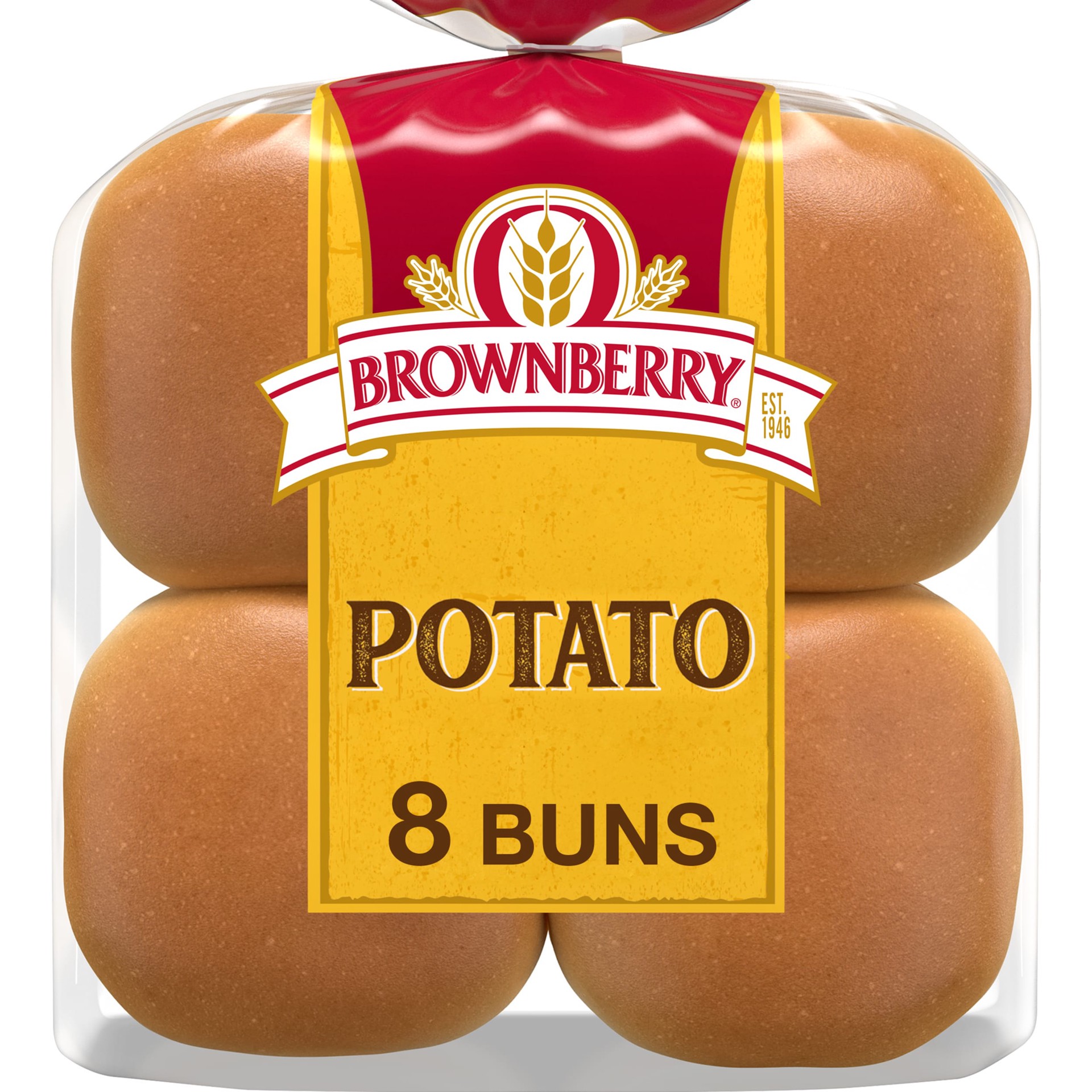 slide 1 of 6, Brownberry Potato Buns, 8 count, Hamburger Buns, 16 oz Bag, 8 ct