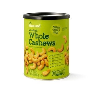 slide 1 of 1, Gold Emblem Abound Unsalted Whole Cashews, 17.5 Oz, 17.5 oz