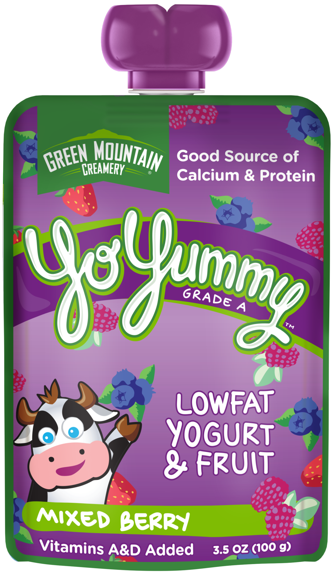 slide 1 of 1, Green Mountain Creamery YoYummy Low Fat Yogurt Mixed Berry, 3.5 oz