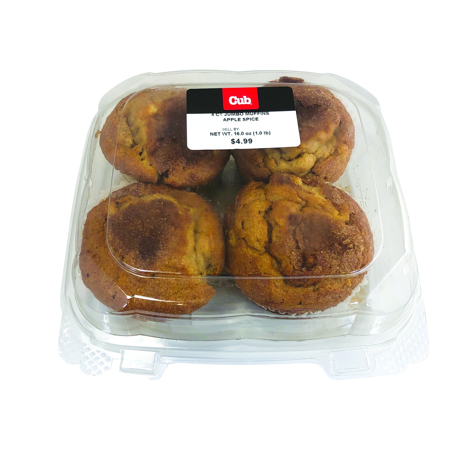 slide 1 of 1, Cub Apple Spice Jumbo Muffins, 4 Each, 4 ct