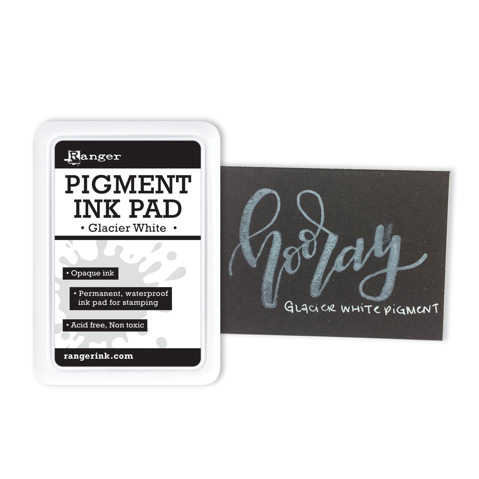 slide 4 of 4, Ranger Pigment Glacier White Ink Pad, 3 in x 2 in