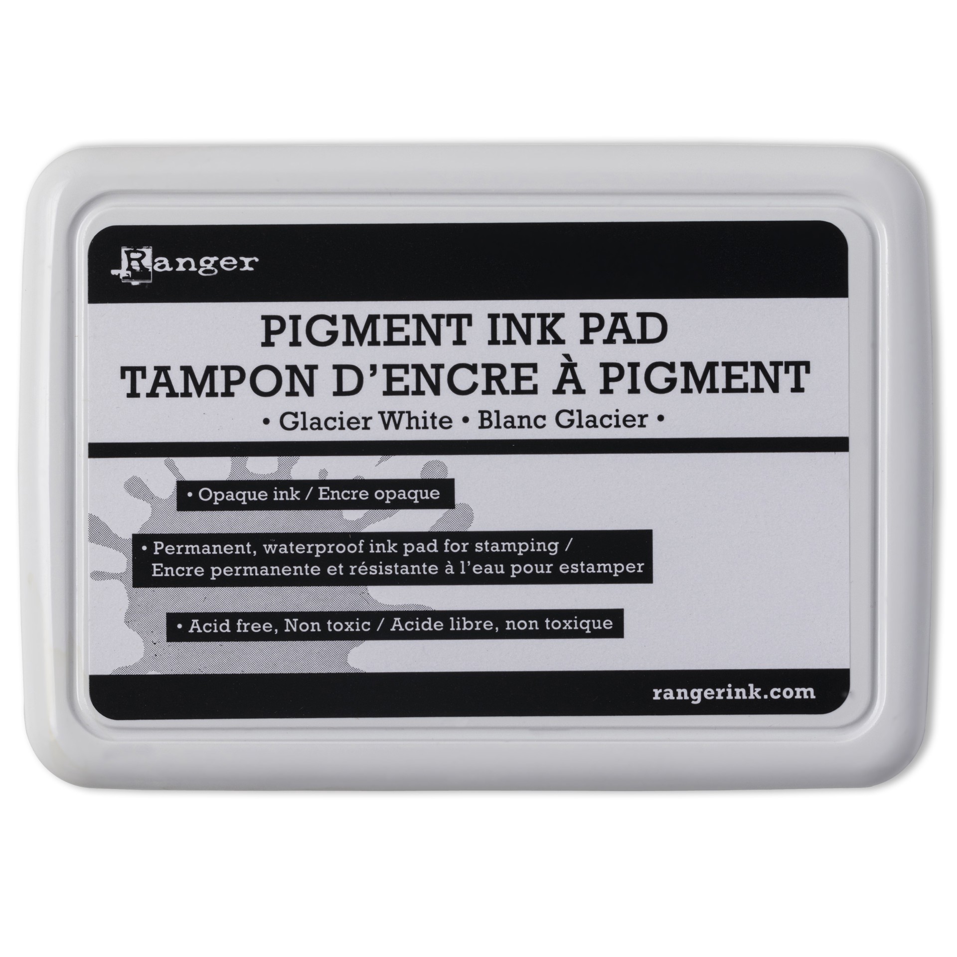 slide 2 of 4, Ranger Pigment Glacier White Ink Pad, 3 in x 2 in