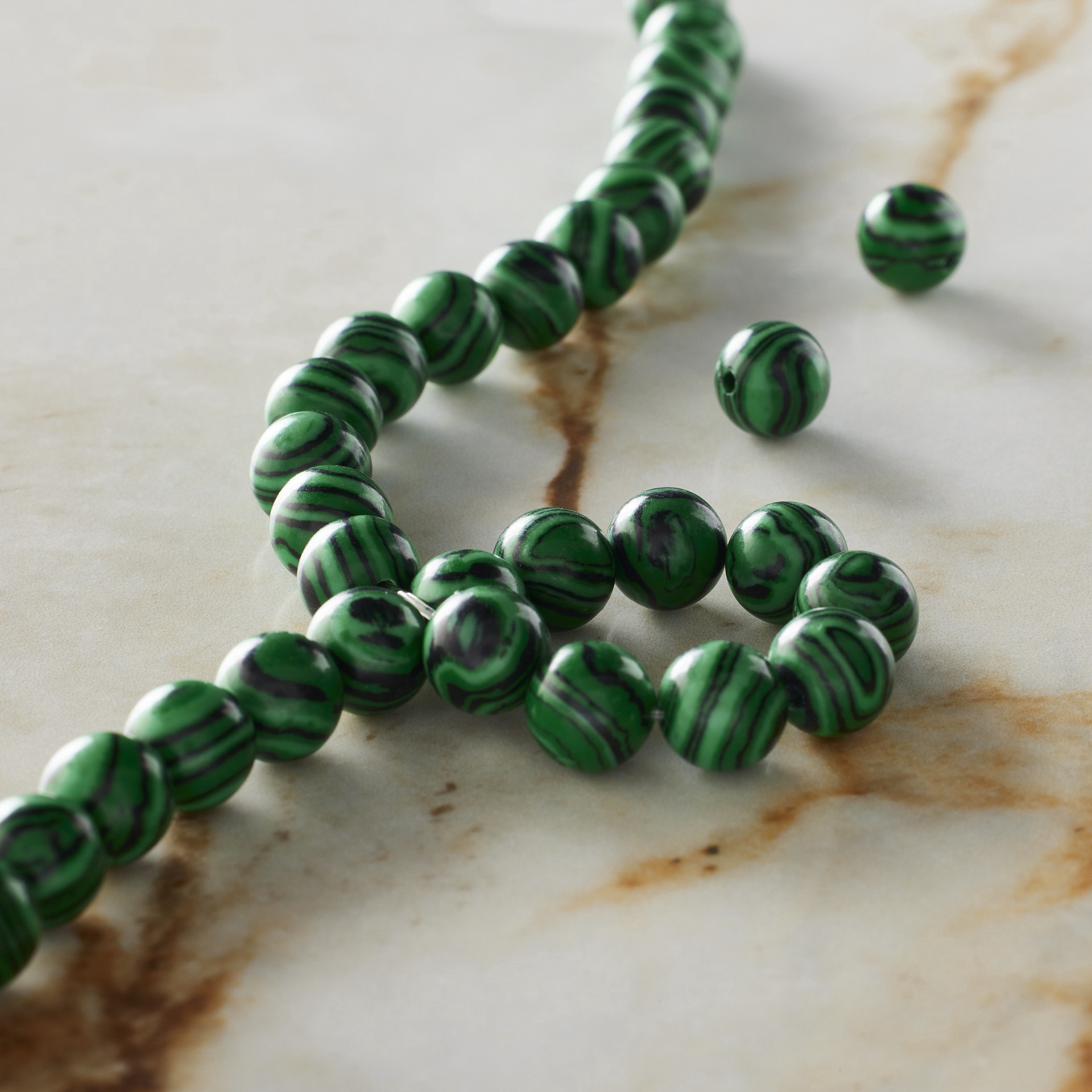 slide 3 of 3, Green Reconstituted Dyed Stone Round Beads By Bead Landing, 7.5 mm