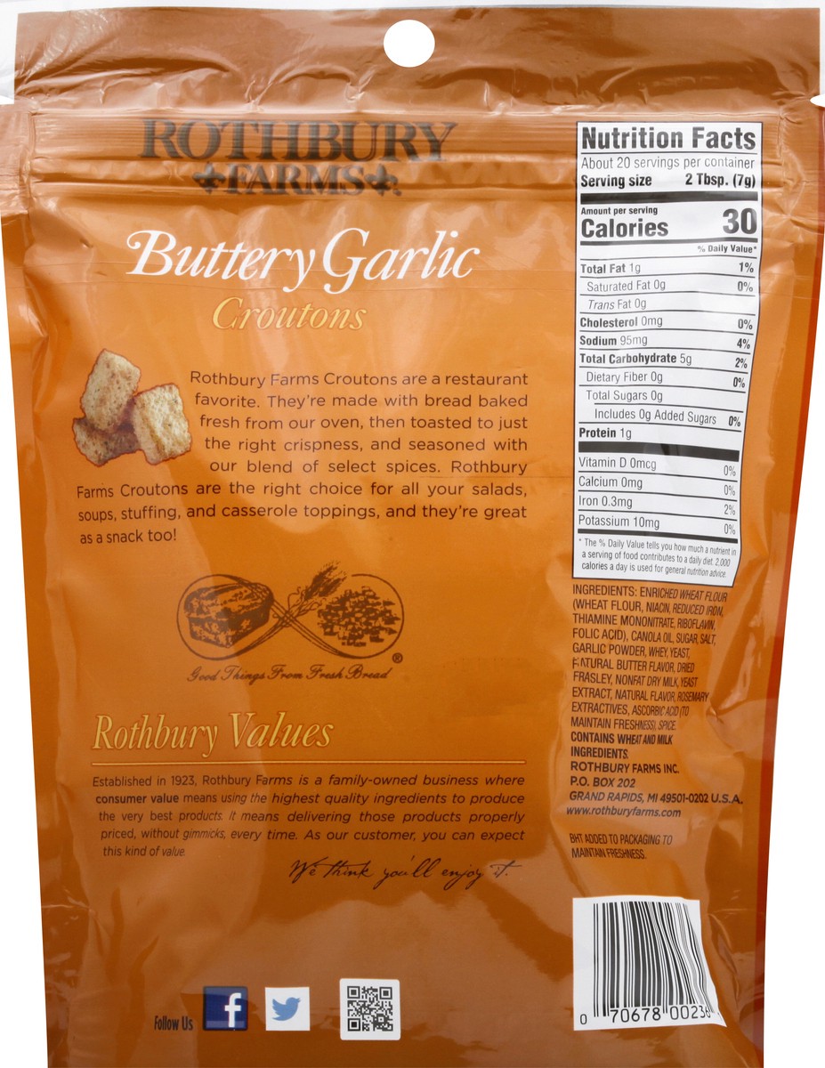 slide 5 of 9, Rothbury Farms Buttery Garlic Croutons 5 oz, 6 oz