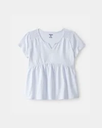 Oshkosh Girls Peplum Short-Sleeve Top - Blue - Size 4