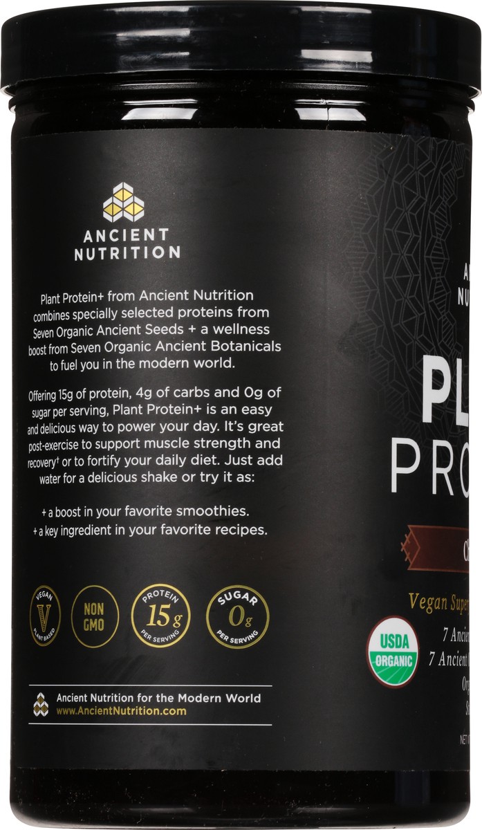 slide 7 of 9, Ancient Nutrition Plant Protein+ Chocolate Vegan Superfood Protein Powder, 12.5 oz