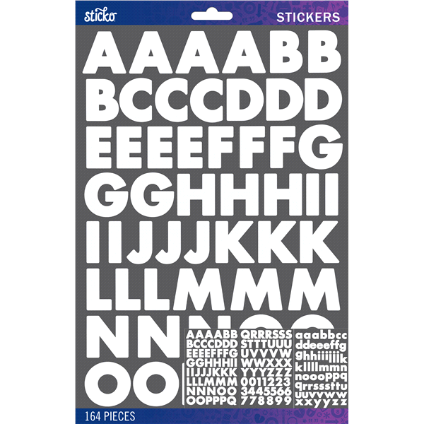 slide 1 of 1, Sticko Stickers White Futura Bold Large Alpha, 164 ct