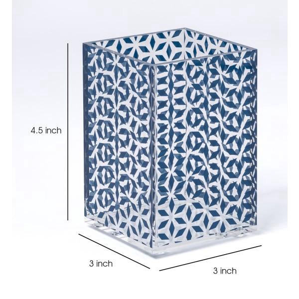 slide 7 of 7, Realspace® Zora Acrylic Pen Cup, 4-1/2""H x 3""W x 3""D, Clear/Blue, 1 ct