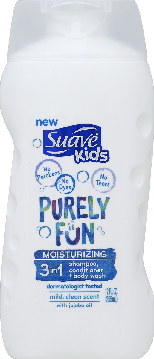 slide 4 of 6, Suave Kids Purely Fun 3 in 1 Shampoo, Conditioner & Body Wash, 12 oz