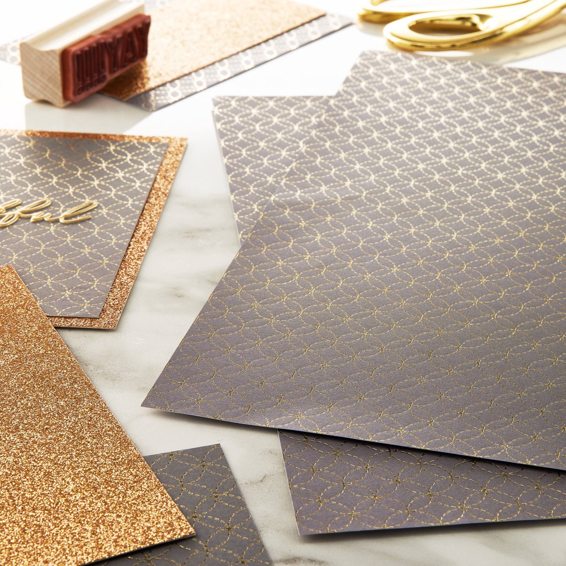 slide 2 of 2, Black With Gold Circles Paper By Recollections, 12" X 12", 12 in x 12 in