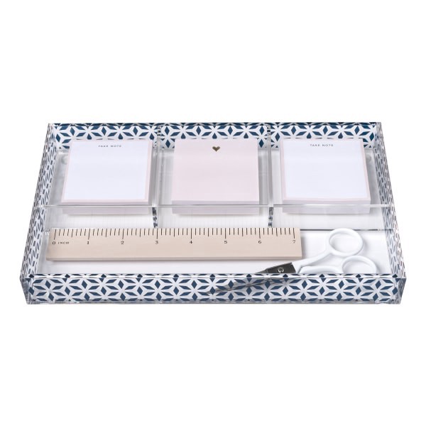 slide 3 of 7, Realspace® Zora Acrylic Desktop Organizer Tray, 1-1/4""H x 10-3/8""W x 6""D, Clear/Blue, 1 ct