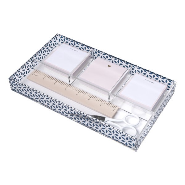 slide 5 of 7, Realspace® Zora Acrylic Desktop Organizer Tray, 1-1/4""H x 10-3/8""W x 6""D, Clear/Blue, 1 ct