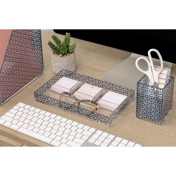 slide 7 of 7, Realspace® Zora Acrylic Desktop Organizer Tray, 1-1/4""H x 10-3/8""W x 6""D, Clear/Blue, 1 ct