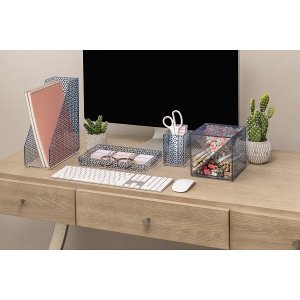 slide 6 of 7, Realspace® Zora Acrylic Desktop Organizer Tray, 1-1/4""H x 10-3/8""W x 6""D, Clear/Blue, 1 ct