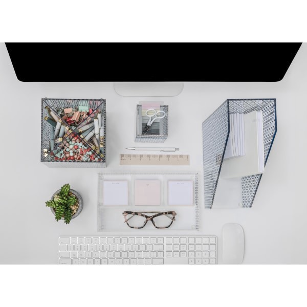 slide 4 of 7, Realspace® Zora Acrylic Desktop Organizer Tray, 1-1/4""H x 10-3/8""W x 6""D, Clear/Blue, 1 ct