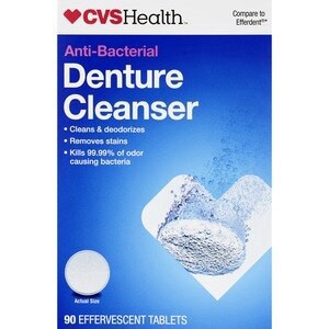 slide 1 of 1, CVS Health Anti-Bacterial Denture Cleanser Tablets, 90 Ct, 1 ct
