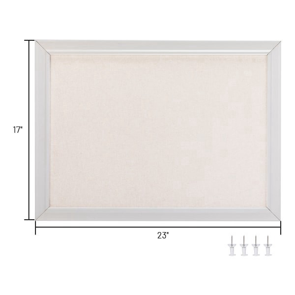 slide 3 of 3, Realspace™ Linen Bulletin Board, 17"" x 23"", Wooden Frame With White Finish, 1 ct