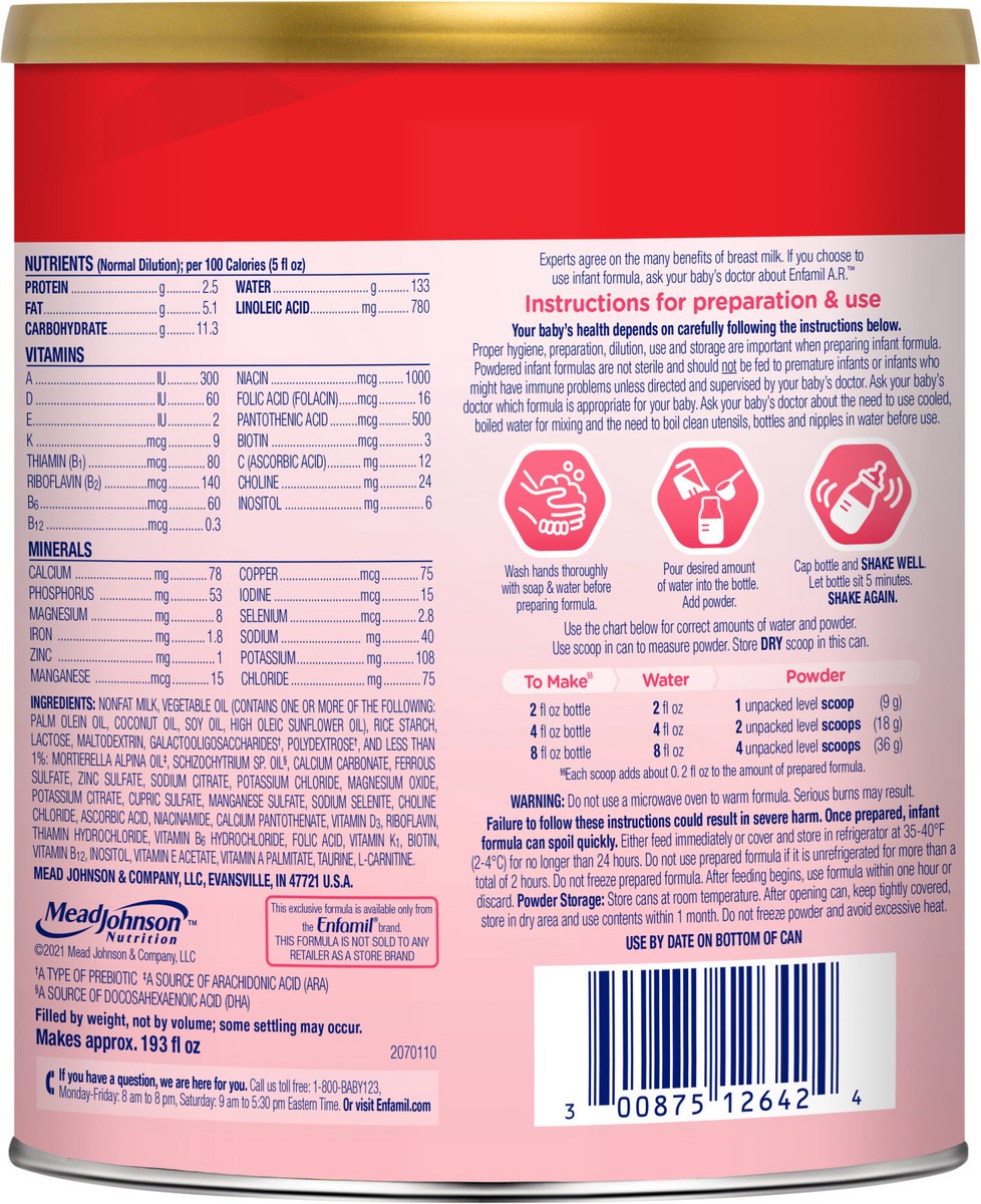 slide 3 of 3, Enfamil 0-12 Months Milk-Based Powder with Iron Infant Formula 27.4 oz, 27.4 oz