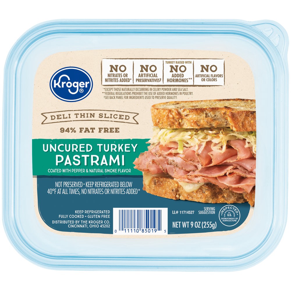 slide 1 of 1, Kroger Turkey Pastrami Tub Lunchmeat, 9 oz