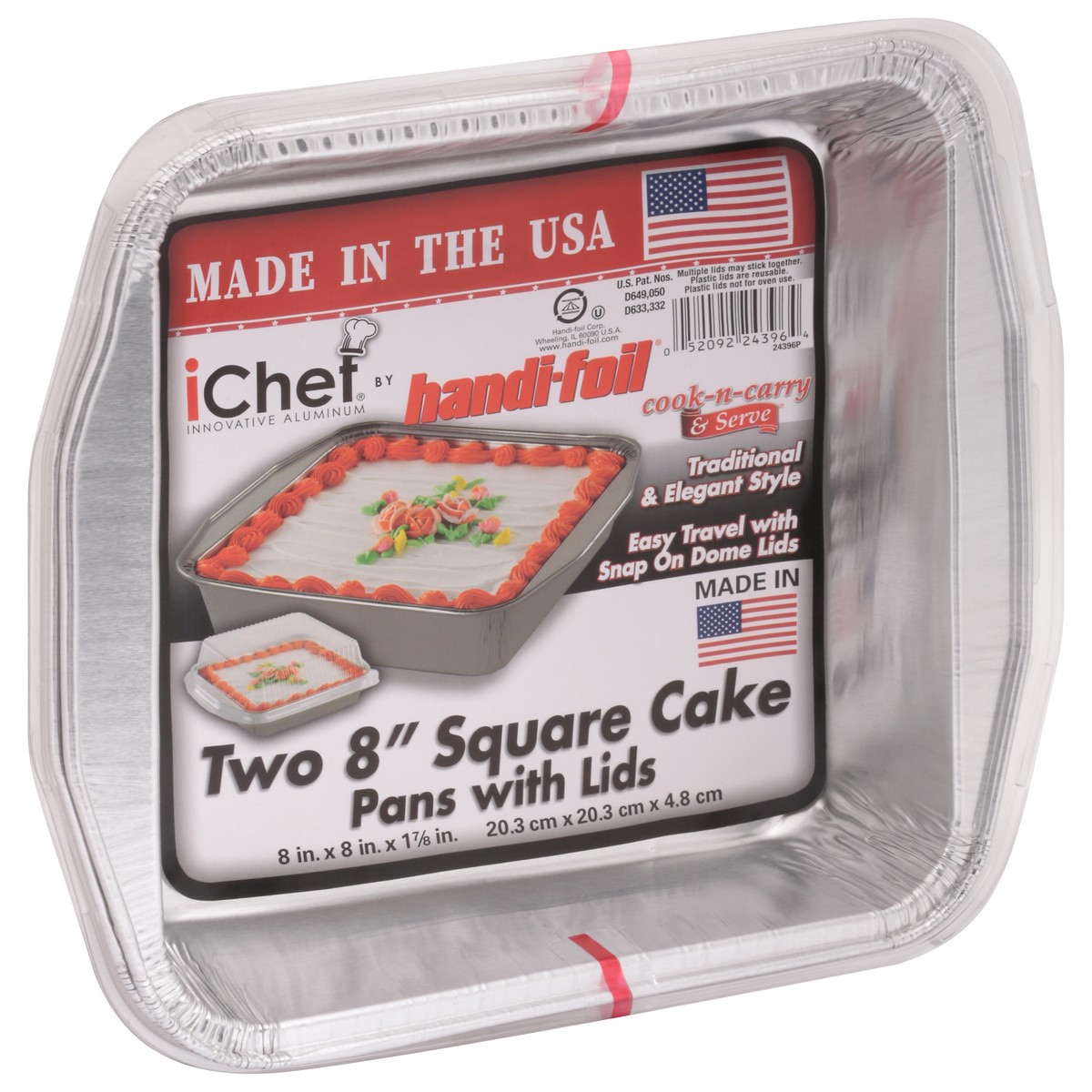 slide 10 of 10, Handi-foil iChef 8 Inch Square Cake Pans with Lids 2 ea, 2 ct
