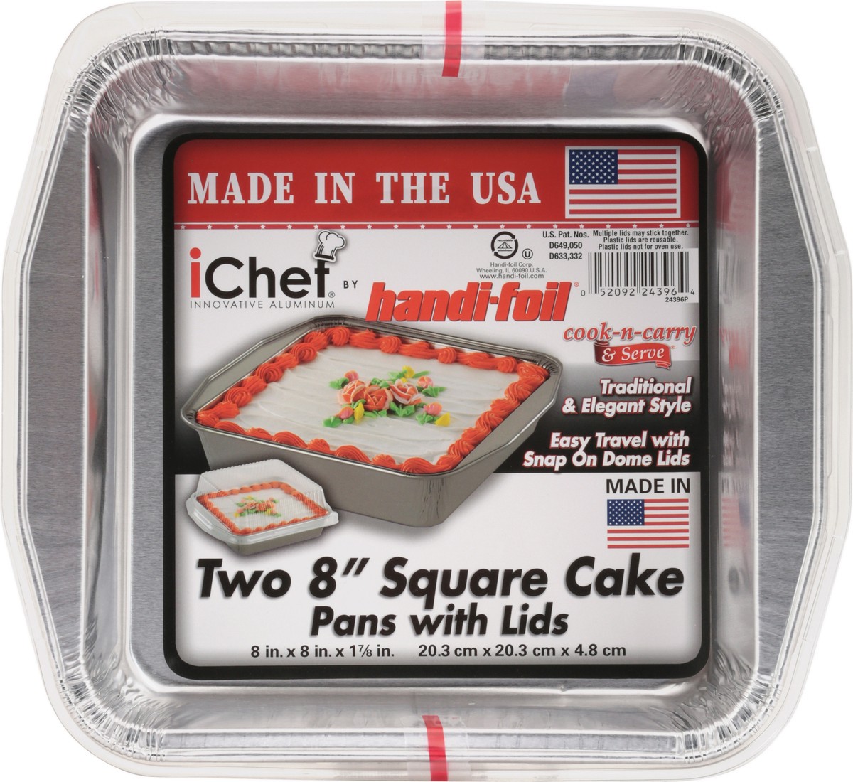 slide 3 of 10, Handi-foil iChef 8 Inch Square Cake Pans with Lids 2 ea, 2 ct