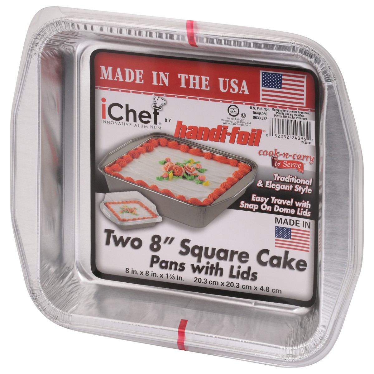 slide 5 of 10, Handi-foil iChef 8 Inch Square Cake Pans with Lids 2 ea, 2 ct