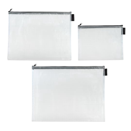 slide 1 of 2, Mixed Gray Mesh Zipper Pouches By Simply Tidy, 3ct., 3 ct