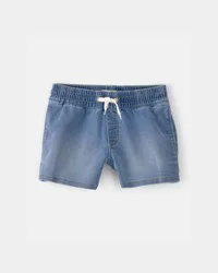 Oshkosh Girls Denim Drawstring Pull-On Shorts - Medium Wash Blue 6-6X