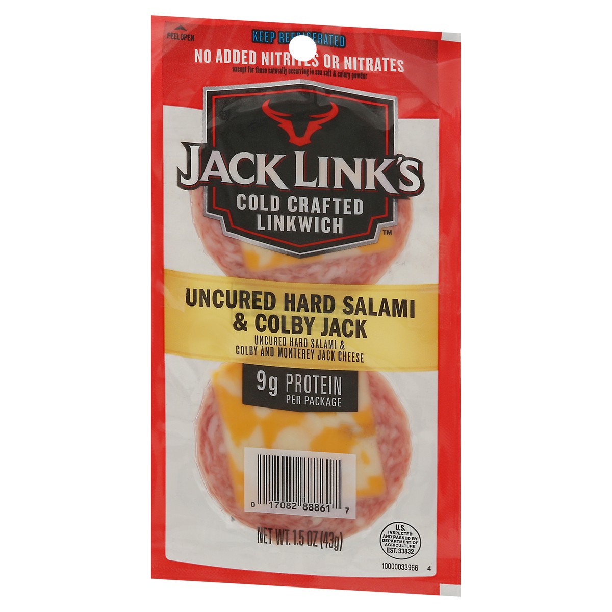 slide 10 of 13, Jack Link's Cold Crafted Hard Salami & Colby Jack Cheese Linkwich, 1.5 oz, Each, 1.5 oz