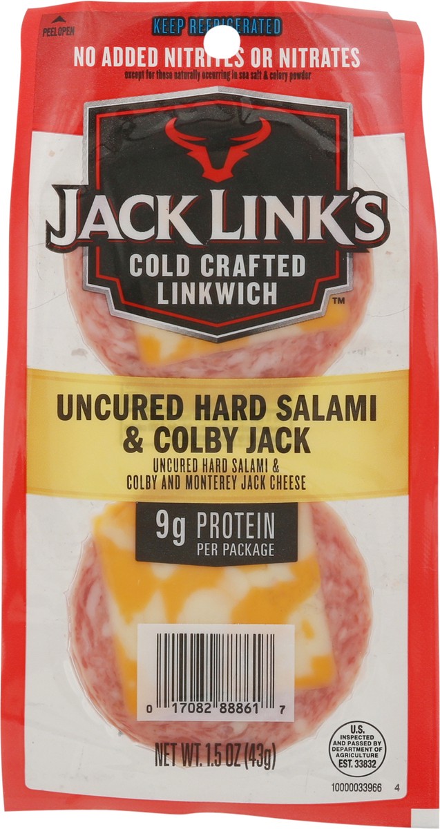 slide 4 of 13, Jack Link's Cold Crafted Hard Salami & Colby Jack Cheese Linkwich, 1.5 oz, Each, 1.5 oz