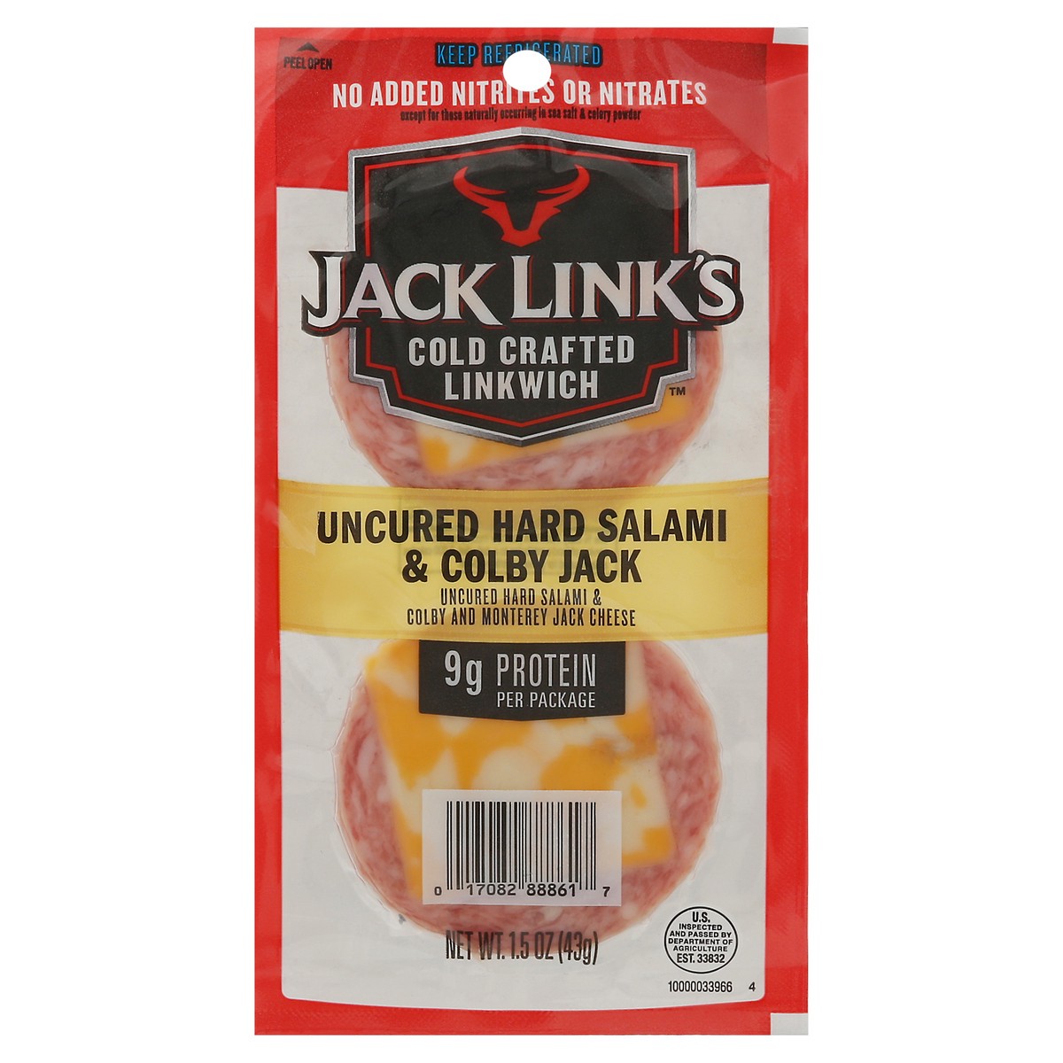 slide 2 of 13, Jack Link's Cold Crafted Hard Salami & Colby Jack Cheese Linkwich, 1.5 oz, Each, 1.5 oz