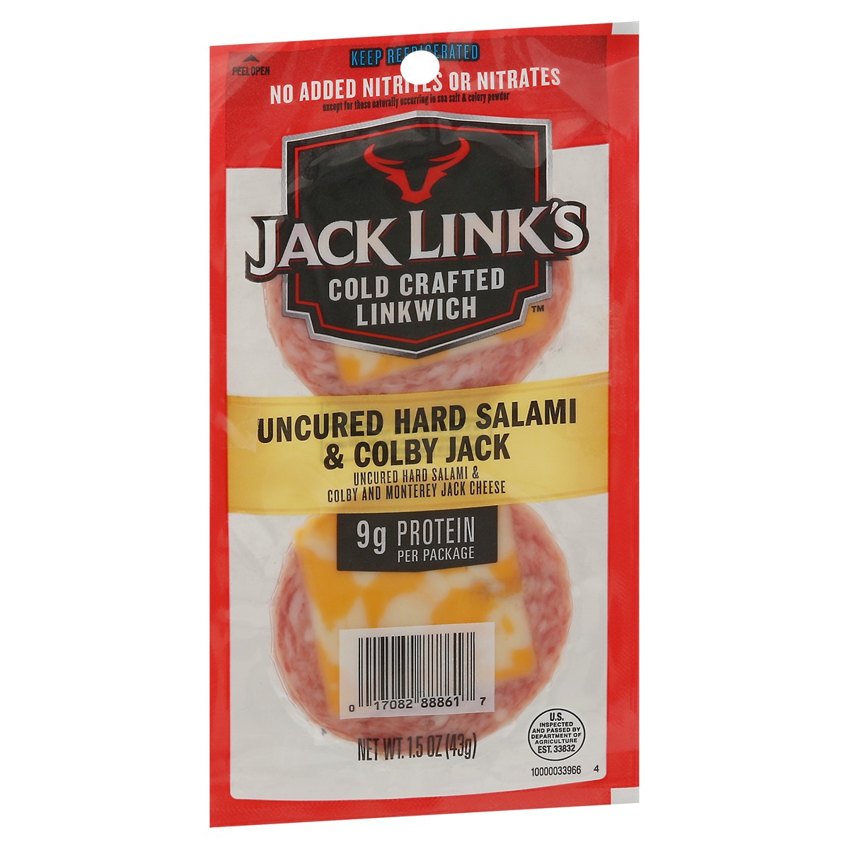 slide 3 of 13, Jack Link's Cold Crafted Hard Salami & Colby Jack Cheese Linkwich, 1.5 oz, Each, 1.5 oz
