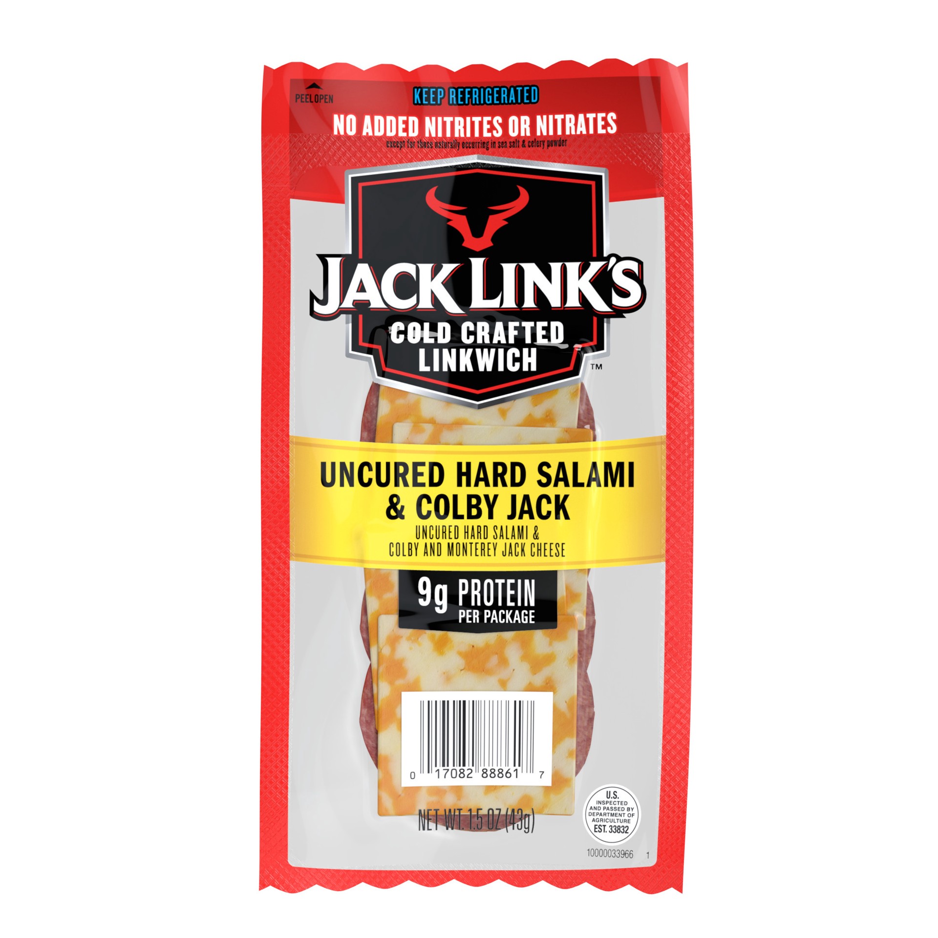 slide 1 of 13, Jack Link's Cold Crafted Hard Salami & Colby Jack Cheese Linkwich, 1.5 oz, Each, 1.5 oz