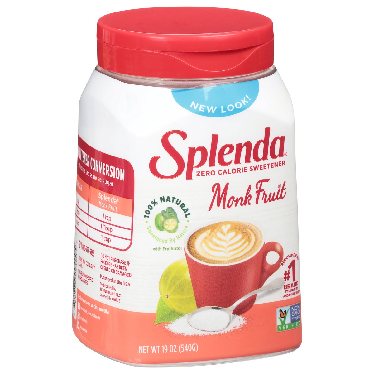 slide 2 of 9, Splenda Monk Fruit Zero Calorie Sweetener 19 oz, 19 oz