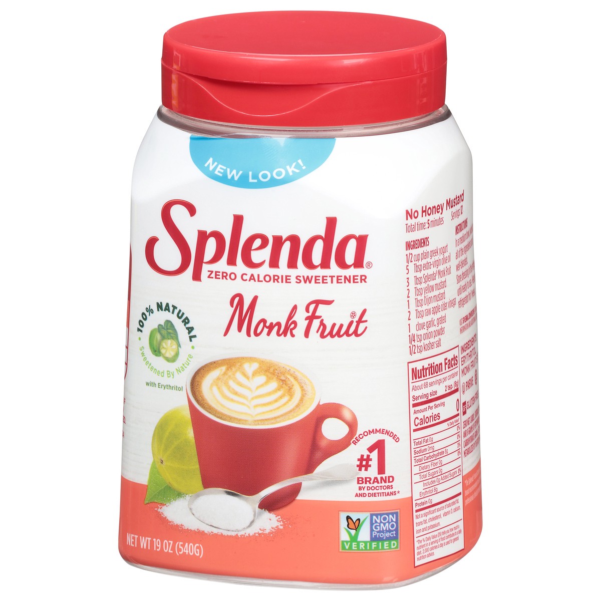 slide 3 of 9, Splenda Monk Fruit Zero Calorie Sweetener 19 oz, 19 oz