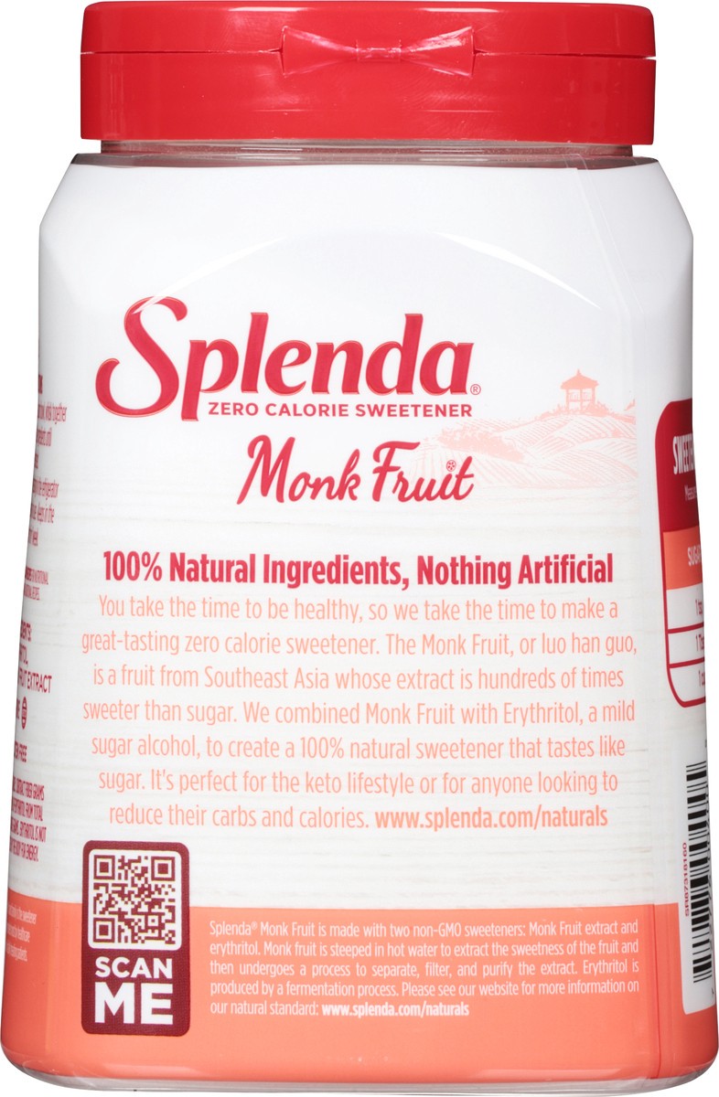 slide 6 of 9, Splenda Monk Fruit Zero Calorie Sweetener 19 oz, 19 oz