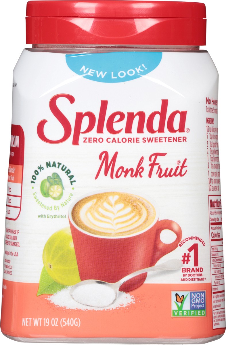 slide 7 of 9, Splenda Monk Fruit Zero Calorie Sweetener 19 oz, 19 oz