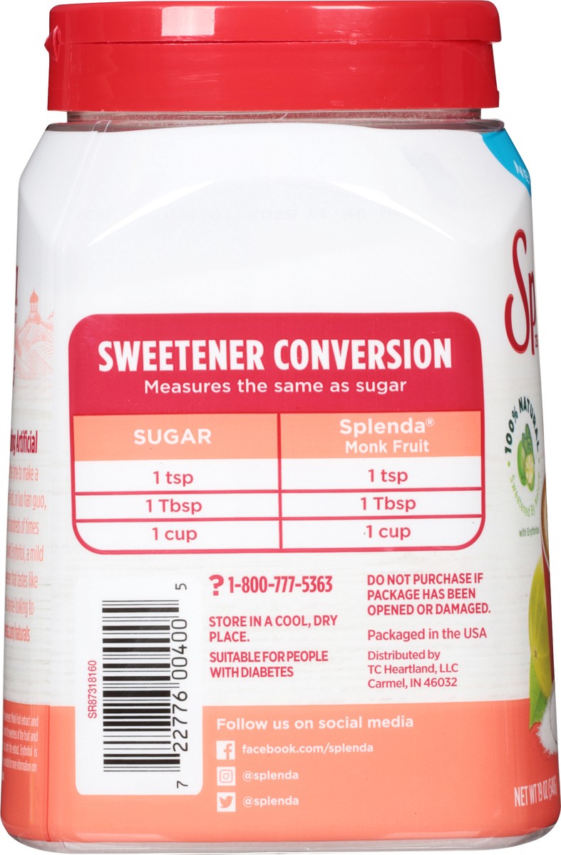 slide 5 of 9, Splenda Monk Fruit Zero Calorie Sweetener 19 oz, 19 oz