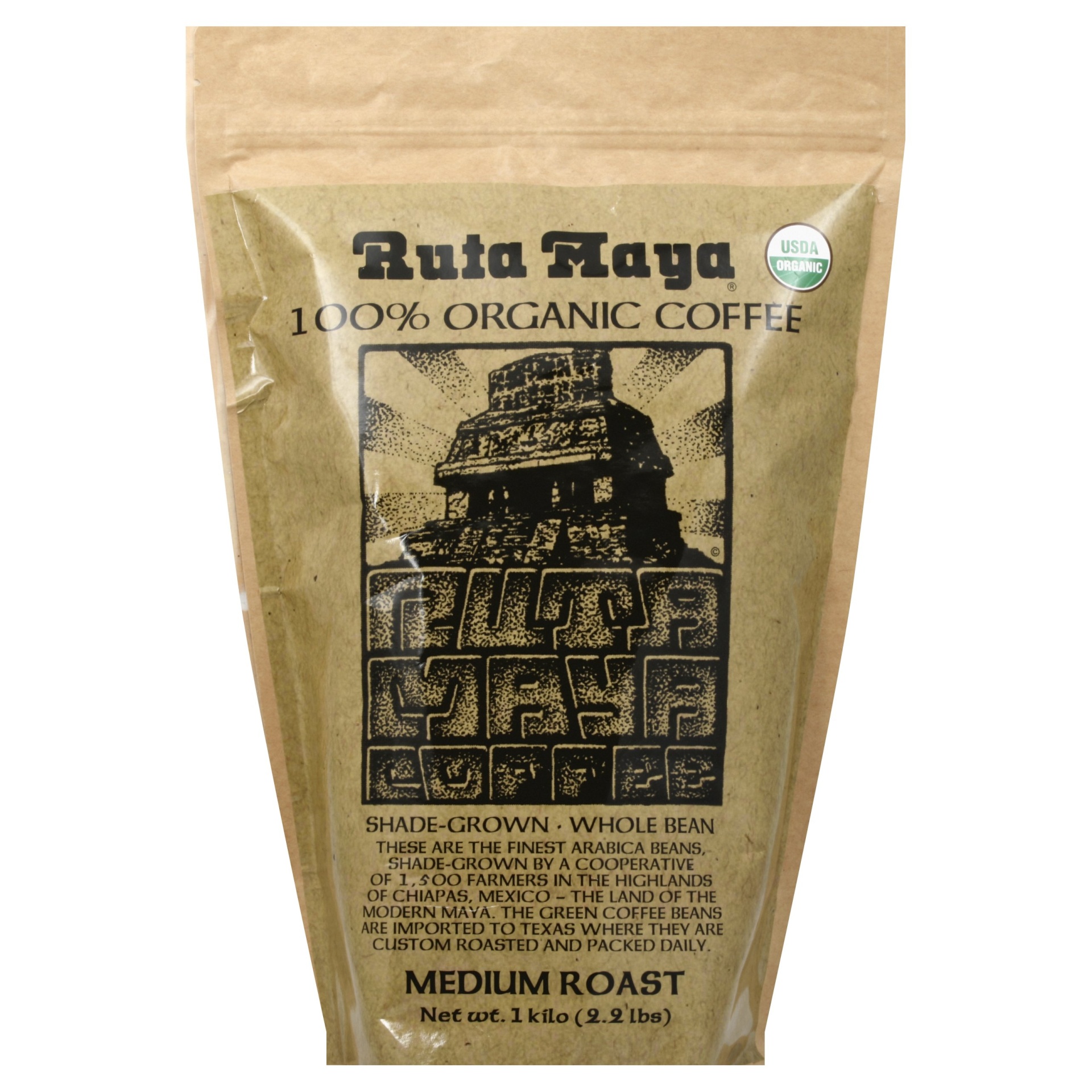 slide 1 of 1, Ruta Maya Organic Medium Roast Whole Bean Coffee, 2.2 lb