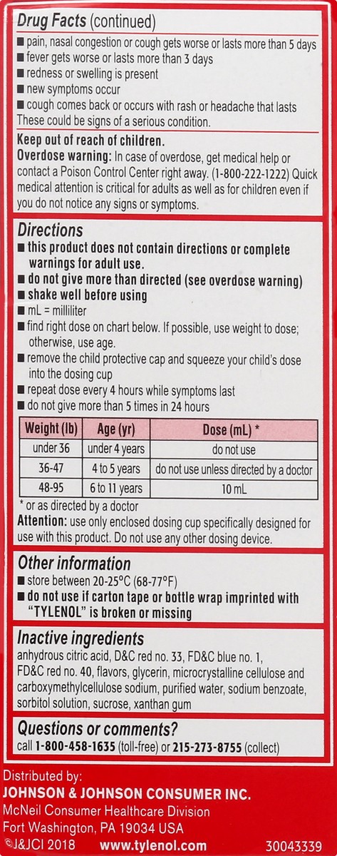 slide 8 of 9, Children's Tylenol Cold & Flu Liquid Oral Suspension Kids' Cold & Flu Medicine, Pain Reliever, Fever Reducer, Cough Suppressant & Decongestant, Grape Flavor, 4 fl. oz, 4 fl oz