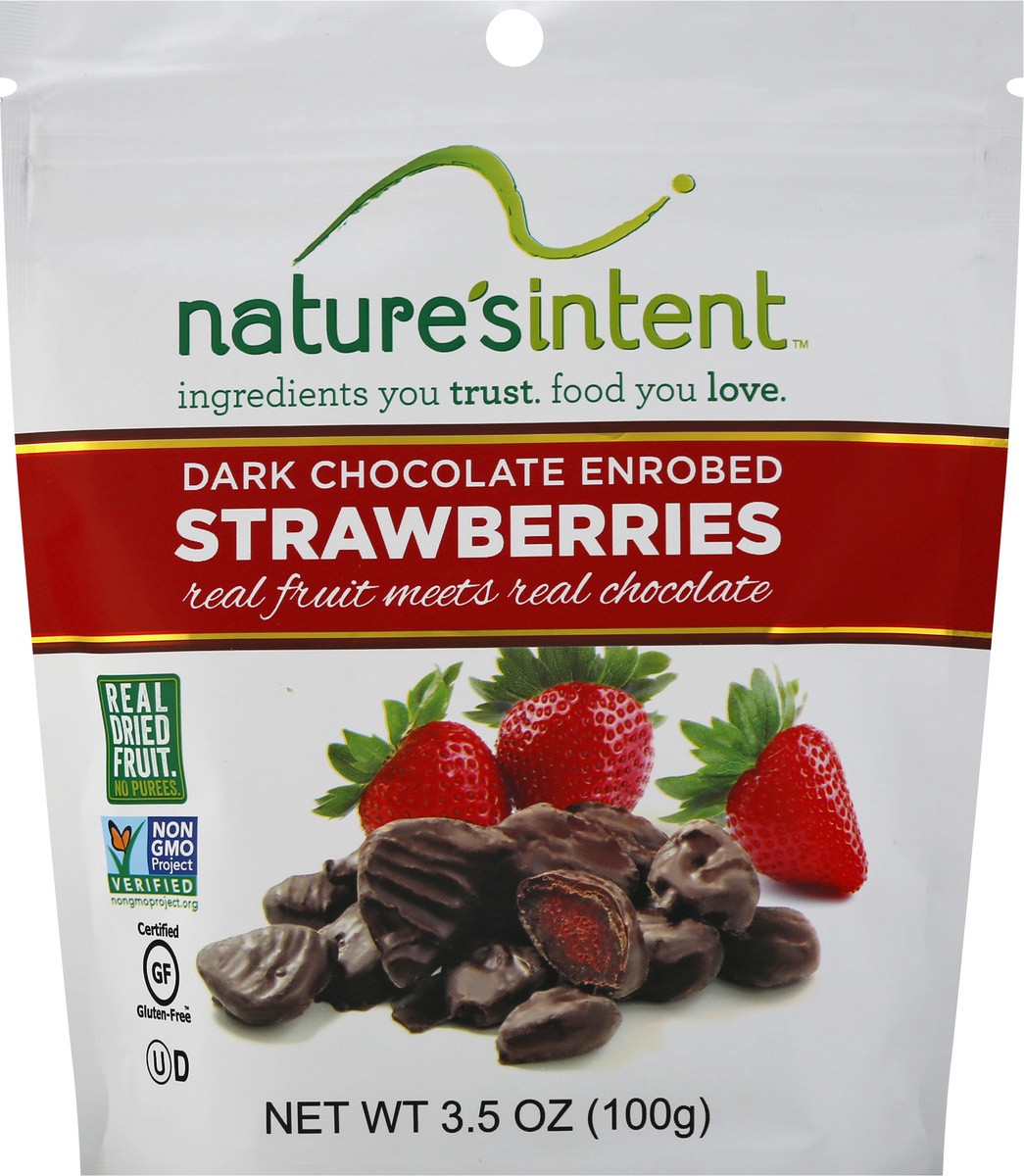 slide 2 of 7, Nature's Intent Dark Chocolate Enrobed Strawberries, 3.5 oz