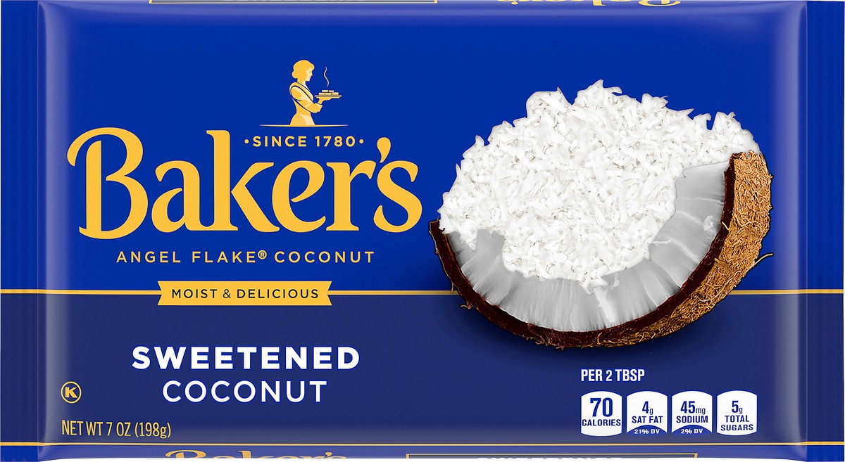 slide 1 of 5, Baker''s Baker’s Sweetened Angel Flake Coconut, 7 oz Bag, 7 oz