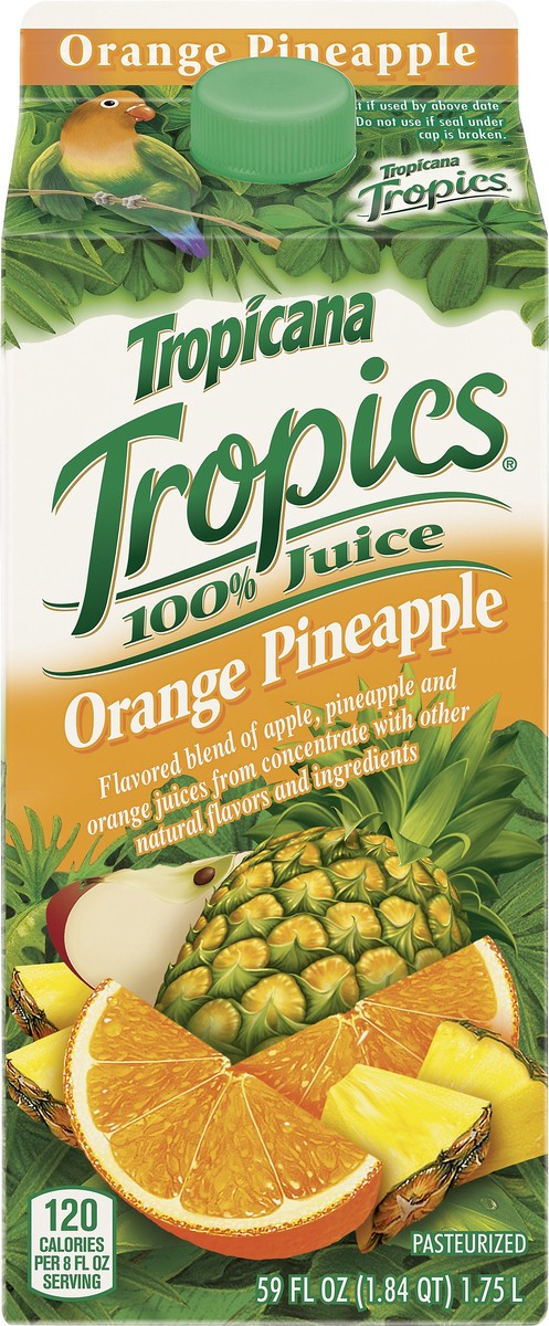 slide 9 of 10, Tropicana Tropics 100% Juice Blend Orange Pineapple Flavored 59 Fl Oz, 59 oz